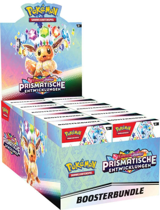Pokémon Scarlet & Violet Prismatic Evolutions Booster Bundle Display deutsch