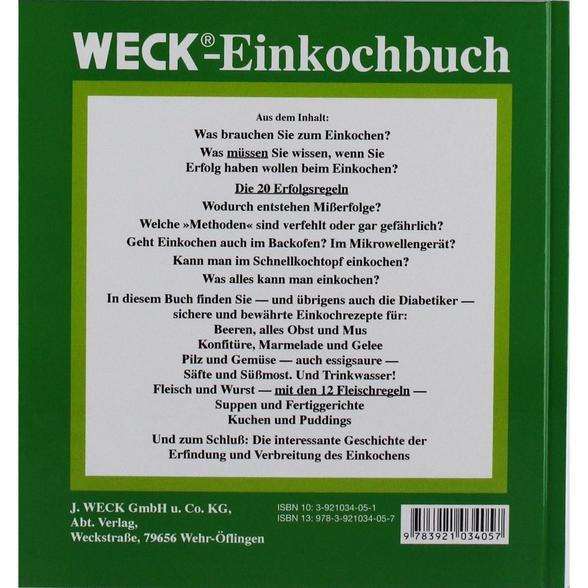 Weck-Einkochbuch [Gebunden]