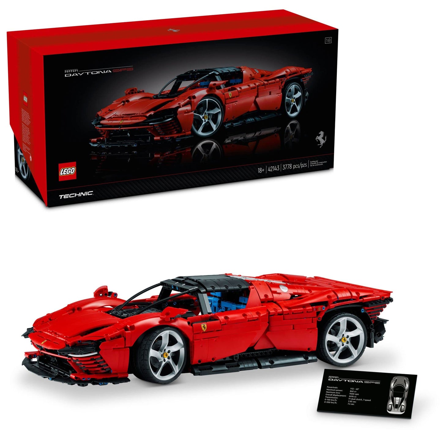 LEGO Technic 42143 Ferrari Daytona SP3 building toy set for adults; A supercar model to build and display (3,778 pieces)